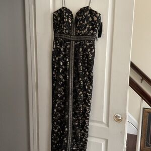 Betsy & Adam Strapless Black and Cream Dress